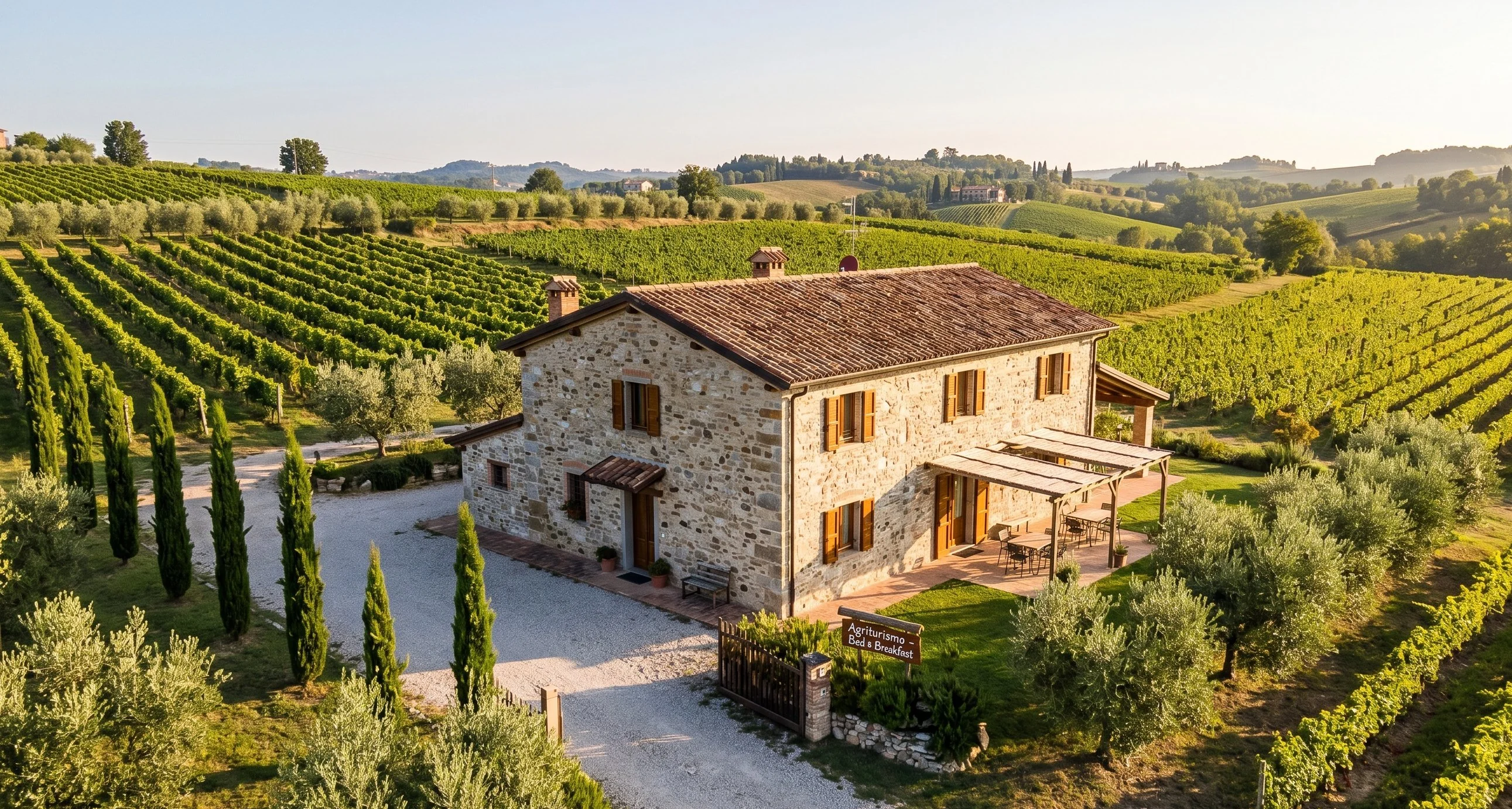 Rustic stone farmhouse B&B agriturismo with vineyards in Valpolicella hills